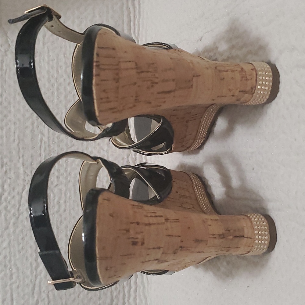 Black Wedge Sandals - Picture 3 of 4